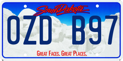 SD license plate 0ZDB97