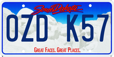 SD license plate 0ZDK57