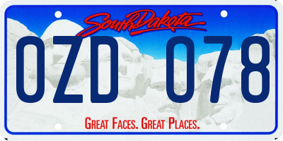 SD license plate 0ZDO78
