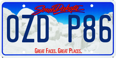 SD license plate 0ZDP86