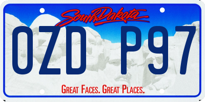 SD license plate 0ZDP97
