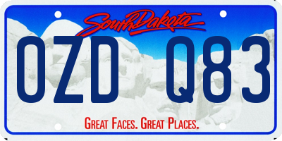 SD license plate 0ZDQ83