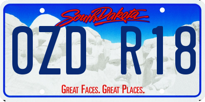 SD license plate 0ZDR18