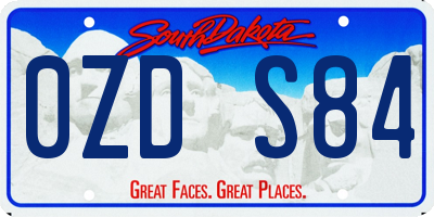 SD license plate 0ZDS84