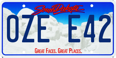 SD license plate 0ZEE42