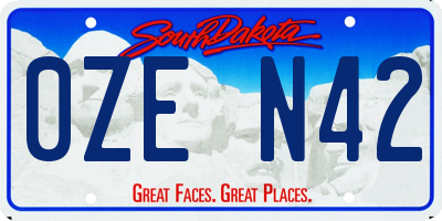 SD license plate 0ZEN42