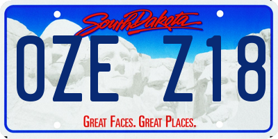 SD license plate 0ZEZ18