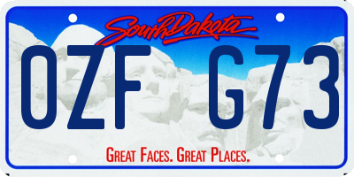 SD license plate 0ZFG73