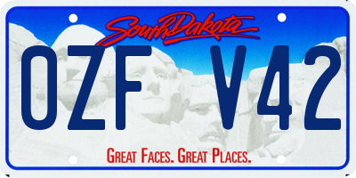 SD license plate 0ZFV42