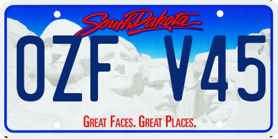 SD license plate 0ZFV45