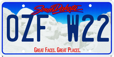 SD license plate 0ZFW22