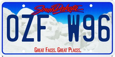 SD license plate 0ZFW96