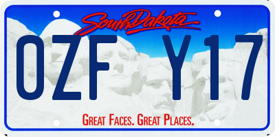SD license plate 0ZFY17