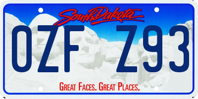 SD license plate 0ZFZ93