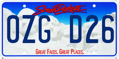 SD license plate 0ZGD26