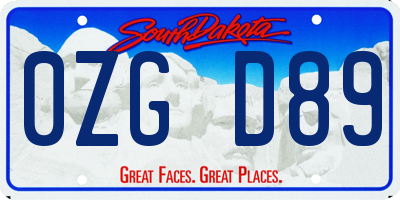 SD license plate 0ZGD89