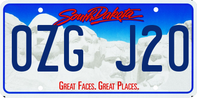 SD license plate 0ZGJ20