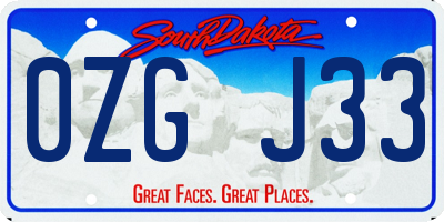 SD license plate 0ZGJ33