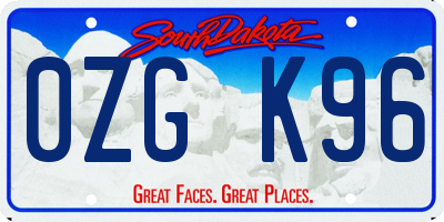 SD license plate 0ZGK96