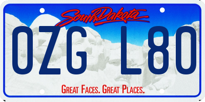 SD license plate 0ZGL80