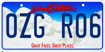 SD license plate 0ZGR06