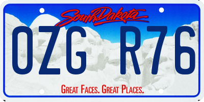 SD license plate 0ZGR76