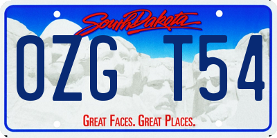 SD license plate 0ZGT54