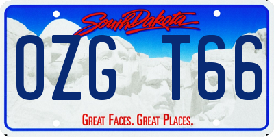 SD license plate 0ZGT66
