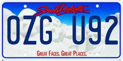 SD license plate 0ZGU92