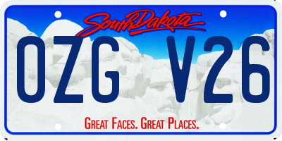 SD license plate 0ZGV26
