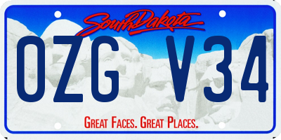 SD license plate 0ZGV34