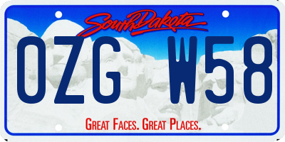 SD license plate 0ZGW58
