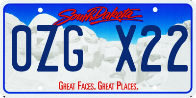 SD license plate 0ZGX22