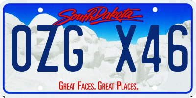 SD license plate 0ZGX46