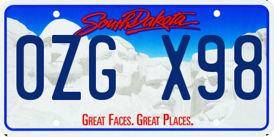 SD license plate 0ZGX98