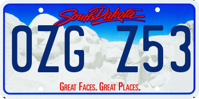 SD license plate 0ZGZ53