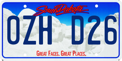 SD license plate 0ZHD26