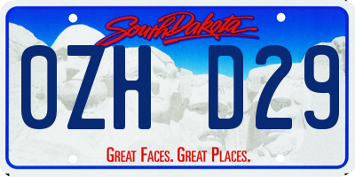 SD license plate 0ZHD29