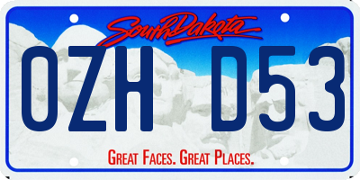SD license plate 0ZHD53