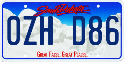 SD license plate 0ZHD86
