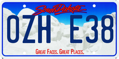 SD license plate 0ZHE38