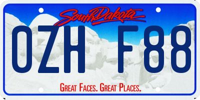 SD license plate 0ZHF88