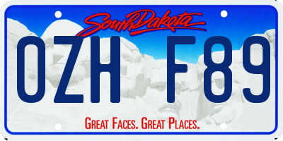 SD license plate 0ZHF89