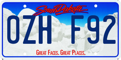 SD license plate 0ZHF92