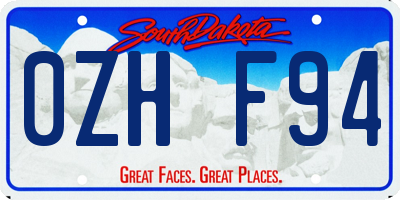 SD license plate 0ZHF94