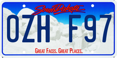 SD license plate 0ZHF97