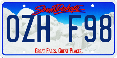 SD license plate 0ZHF98