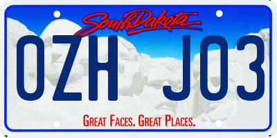 SD license plate 0ZHJ03