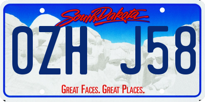 SD license plate 0ZHJ58