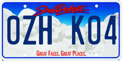 SD license plate 0ZHK04